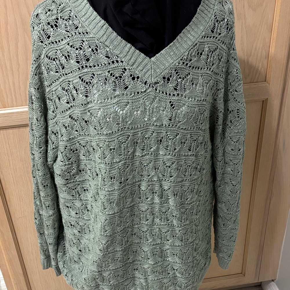 Women's gray Lane Bryant V-Neck Sweater crochet